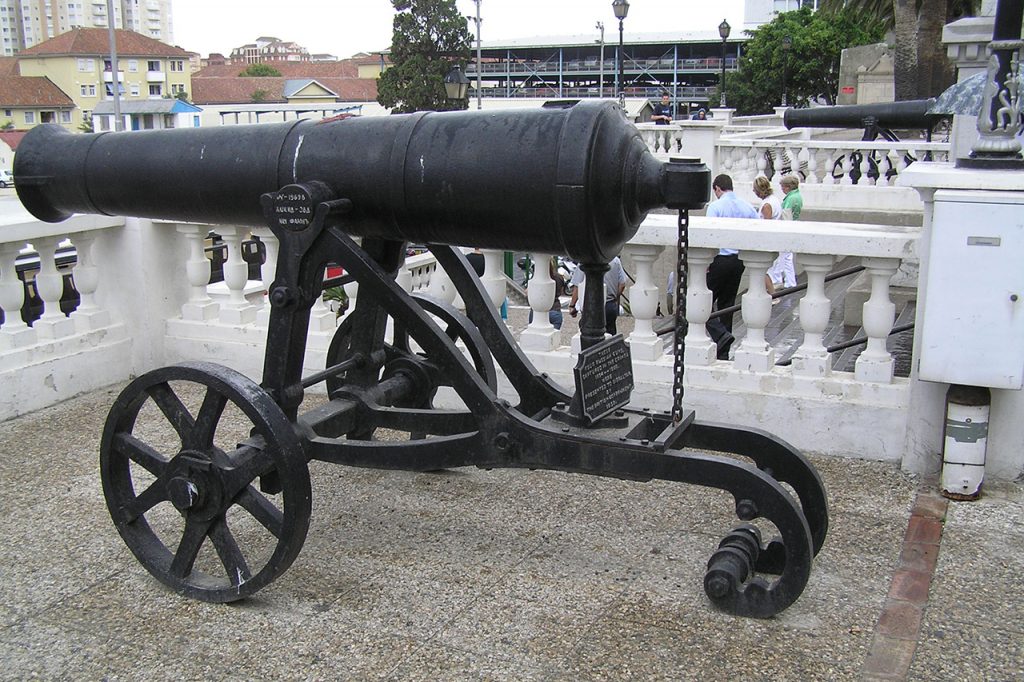 One of four Russian guns captured during the Crimean War (1854 to 1856) and presented to Gibraltar by the British Government