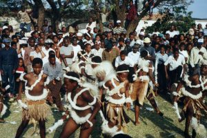 Zulu dancers during Shaka Day festivities, 22 September 2001