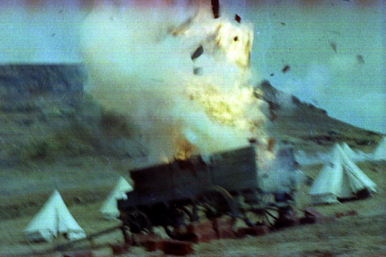 The ammunition wagon explodes