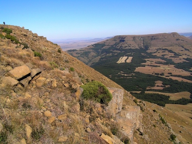 Route taken by the British in 1881 and the Centenary group in 1981. nKwelo, right, from the summit of Majuba.